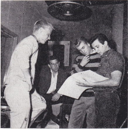 Jan and Dean with Lou Adler and Herb Alpert, 1959:
From left, Dean Torrence, Lou Adler, Jan Berry, Herb Alpert